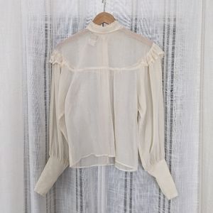 Vintage Jessica McClintock Gunne Sax Cream Blouse Size 7